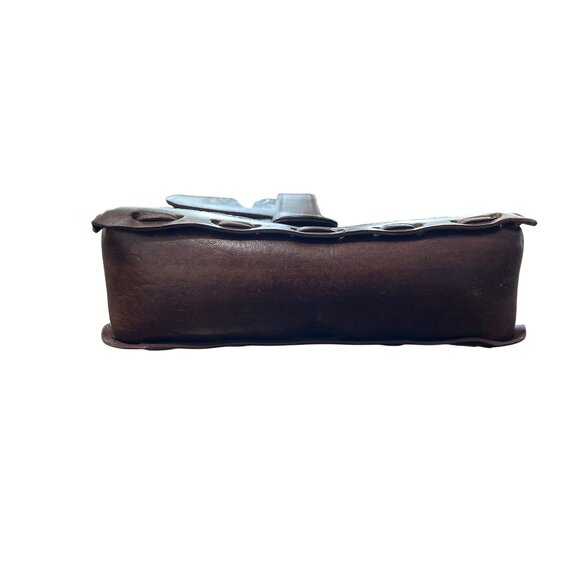 Vintage Tooled Leather Crossbody Bag Handcrafted Embossed Brown Peru Landscape - Picture 6 of 8